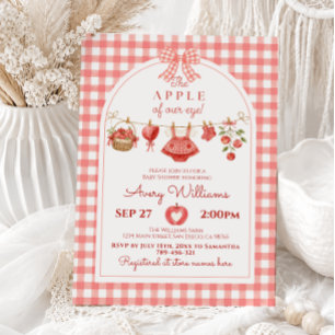 Apple of Our Eye Baby Shower Red Gingham Invitation