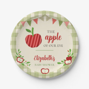 Apple of Our Eye Baby Shower Rustic Gingham Paper Plate