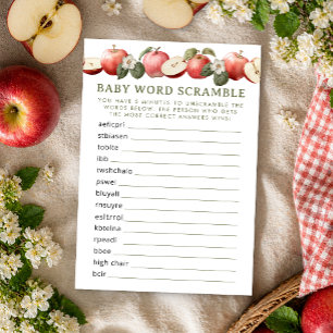 Apple of Our Eye Baby Shower Word Scramble Game Enclosure Card