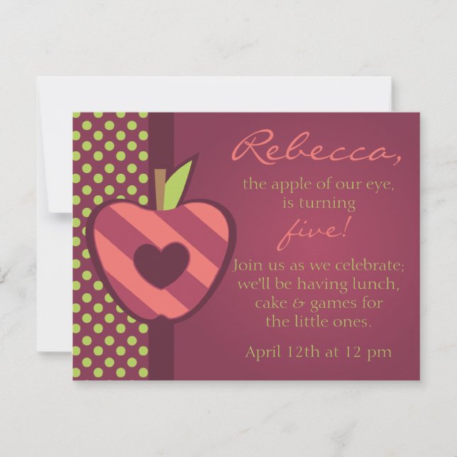 Apple of Our Eye Birthday Party Invitation (Front)