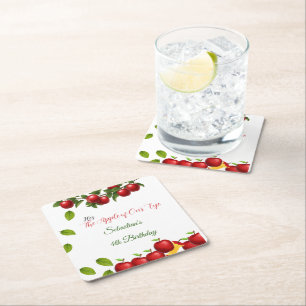 Apple of Our Eye Birthday Party Square Paper Coaster