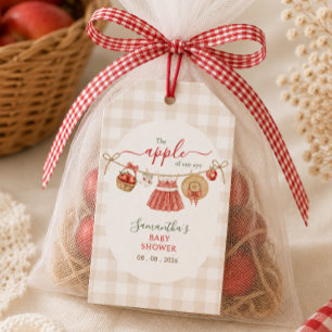 Apple Of Our Eye clothesline gingham Baby Shower  Gift Tags