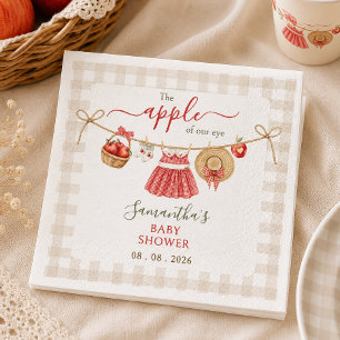 Apple Of Our Eye clothesline gingham Baby Shower  Napkin