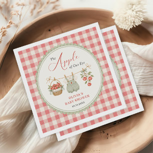Apple of Our Eye Clothesline Gingham Baby Shower Napkin