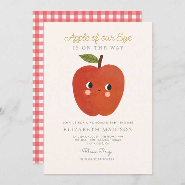 Apple of our eye cute Apple Baby Shower Invitation (Creator Uploaded)