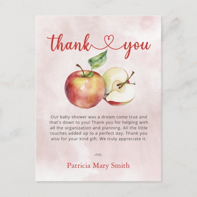 Apple of our Eye Fall Baby Shower Thank You Postcard (Front)