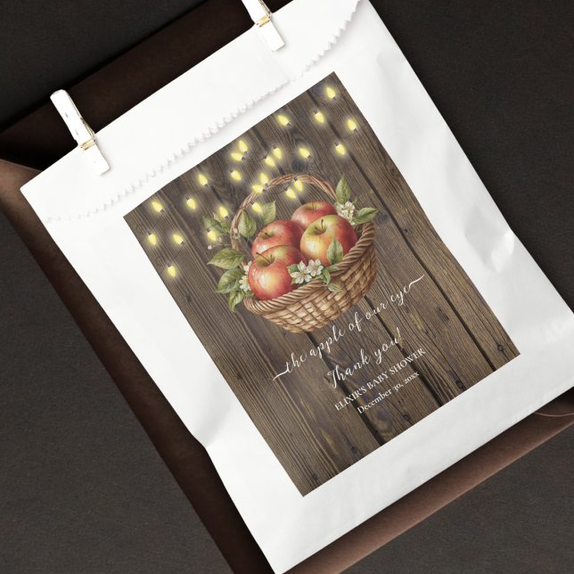 Apple Of Our Eye Fall Floral Wood Baby Shower Favour Bag (Creator Uploaded)