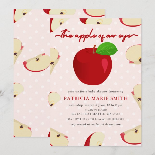 Apple of Our Eye Fall Girl Baby Shower Invitation (Front/Back)