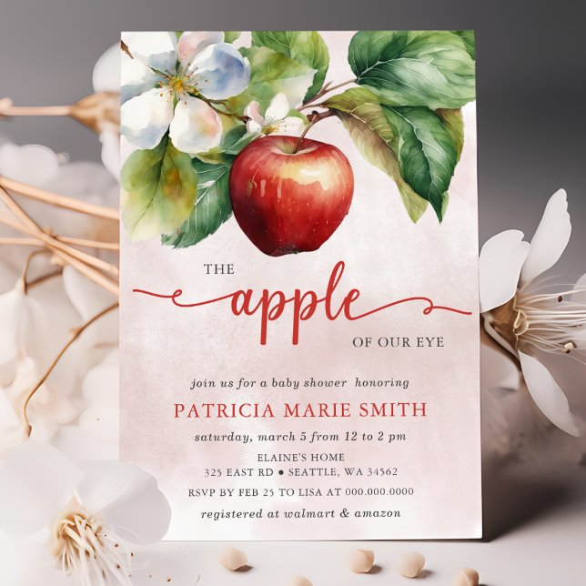Apple of Our Eye Fall Girl Baby Shower Invitation (Creator Uploaded)