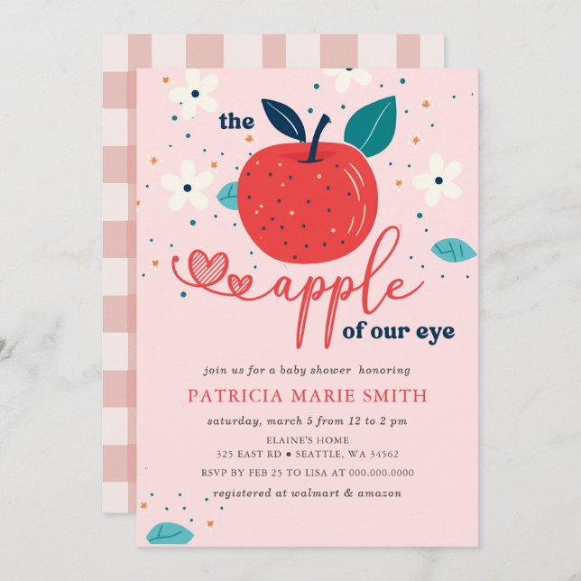 Apple of Our Eye Fall Girl Baby Shower Invitation (Front/Back)