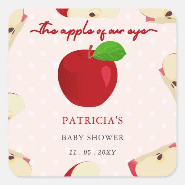 Apple of Our Eye Fall Girl Baby Shower Square Sticker (Front)
