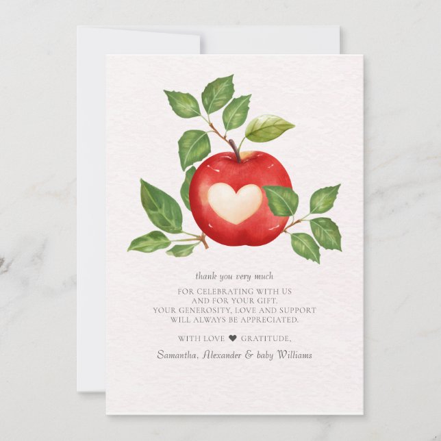 Apple Of Our Eye Fall Harvest Rustic Baby Shower Thank You Card (Front)