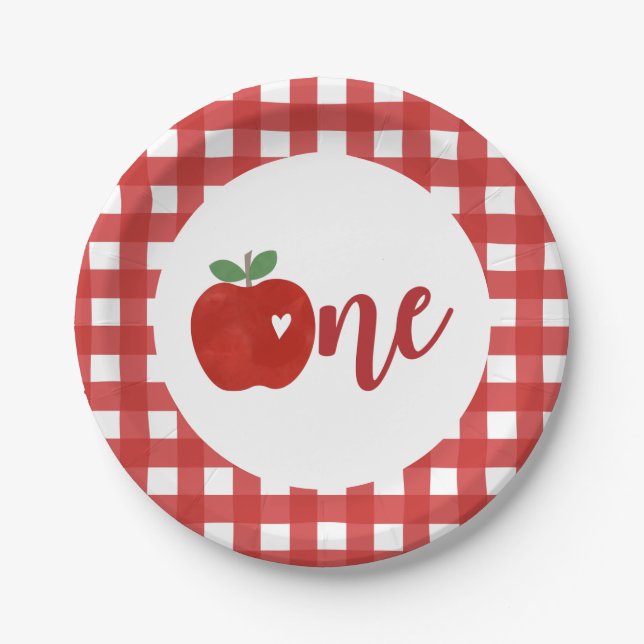 Apple of our Eye first birthday Paper Plates (Front)