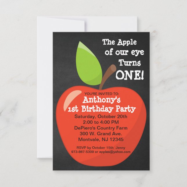 Apple of our Eye First Birthday Party Invitation (Front)