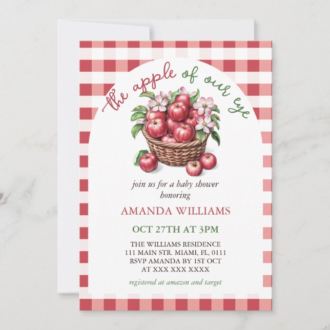 Apple of Our Eye Floral Baby Shower Invitation (Front)
