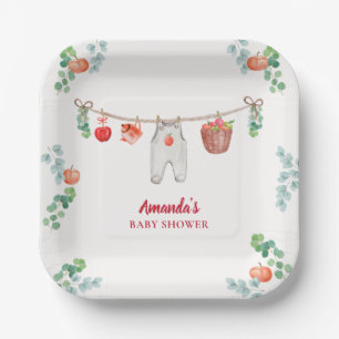 Apple Of Our Eye Garden Clothesline Baby Shower Paper Plate