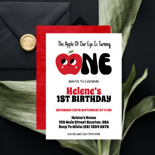 Apple Of Our Eye Girl 1st Birthday Party Invitation