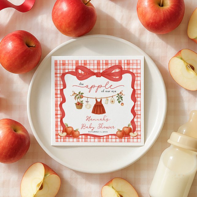 Apple of Our Eye Girl Clothesline Baby Shower Napkin (Creator Uploaded)