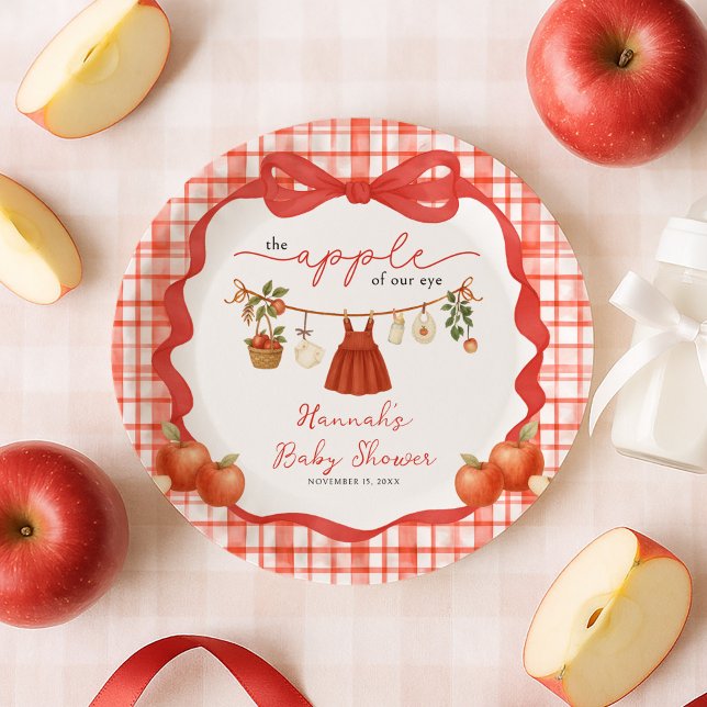 Apple of Our Eye Girl Clothesline Baby Shower Paper Plate (Creator Uploaded)