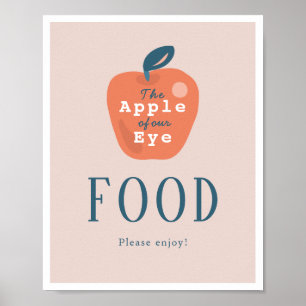 Apple of our Eye Girl Pink 1st Birthday Food Sign