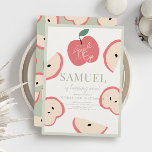 Apple of our Eye Green Boy 1st Birthday Invitation
