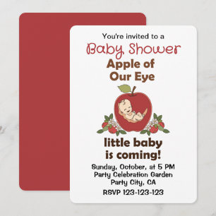 Apple Of Our Eye Little Baby Is Coming Baby Shower Invitation