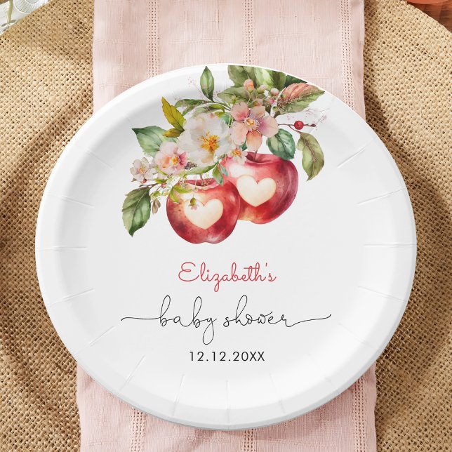 Apple of Our Eye Modern Baby Shower  Paper Plate (Creator Uploaded)