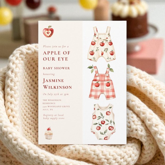 Apple of Our Eye modern watercolor Baby Shower  Invitation (Creator Uploaded)