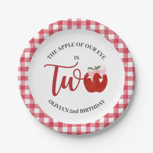 Apple of our eye Pink bow 2nd birthday Paper Plate