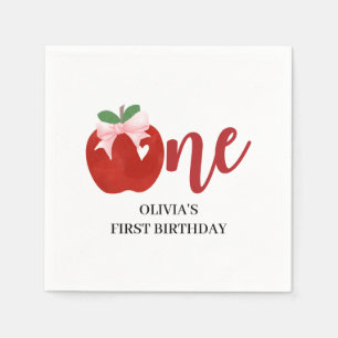 Apple of our eye Pink bow birthday Napkin