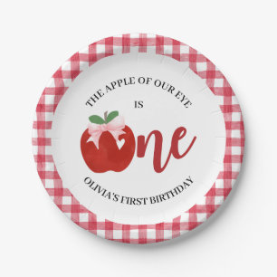 Apple of our eye Pink bow birthday Paper Plate