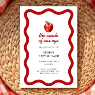 Apple of Our Eye Red baby shower fall script Invitation