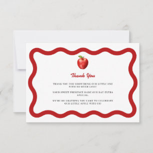 Apple of Our Eye Red baby shower fall script  Thank You Card