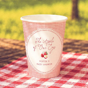 Apple Of Our Eye Red Gingham Baby Shower Paper Cups