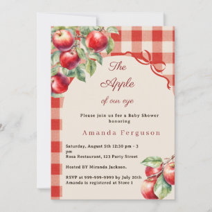 Apple of our eye red gingham girl Baby Shower Invitation