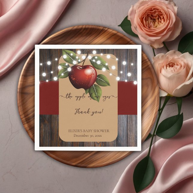Apple of Our Eye Rustic Fall Baby Shower Napkin (Creator Uploaded)