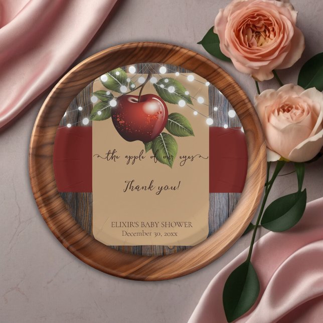 Apple of Our Eye Rustic Fall Baby Shower Paper Plate (Creator Uploaded)