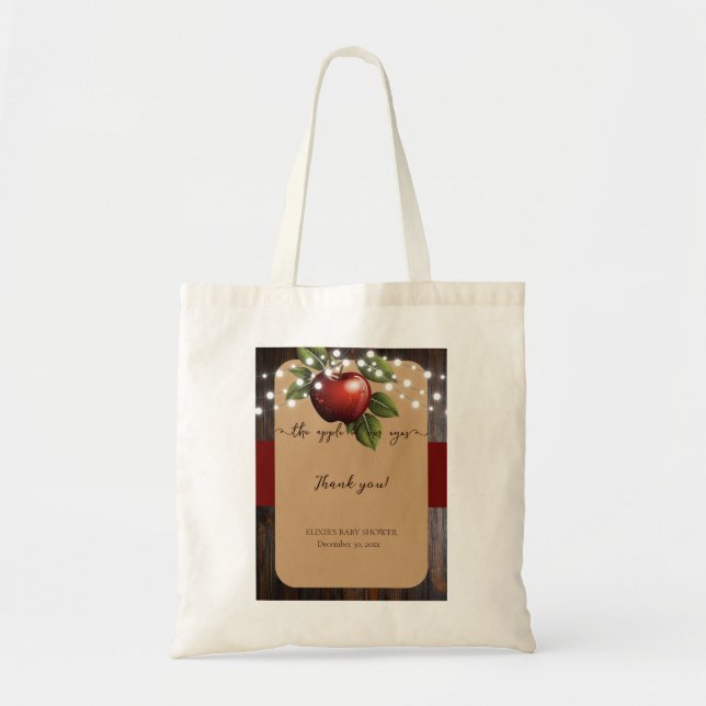 Apple of Our Eye Rustic Fall Baby Shower Tote Bag (Front)