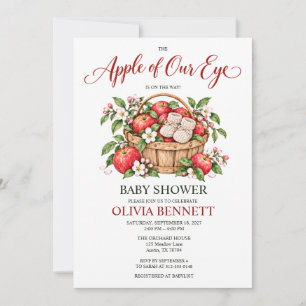 Apple of Our Eye Watercolor Baby Shower Invitation
