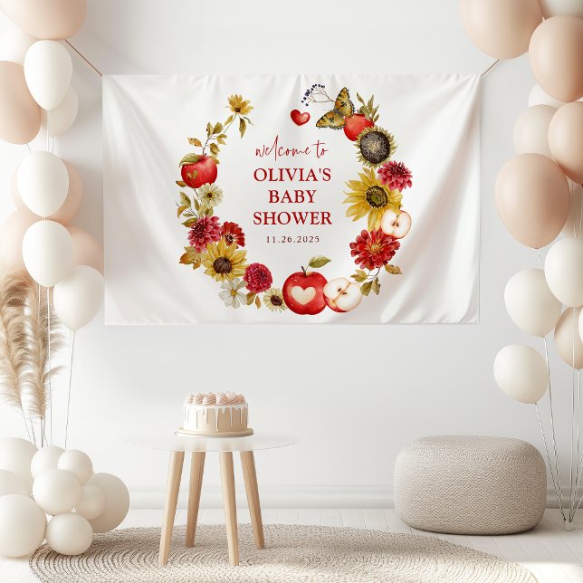 Apple of Our Eye Wreath Fall Baby Shower Welcome Banner (Creator Uploaded)