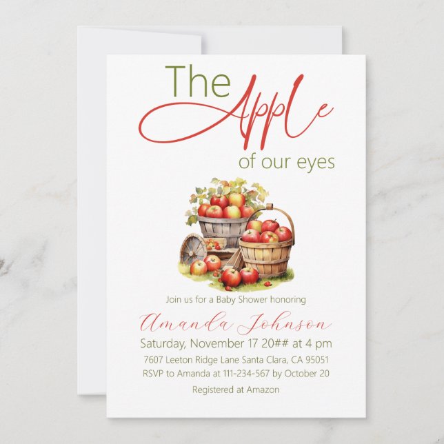 Apple of Our Eyes Fall Basket Baby Shower Invitation (Front)