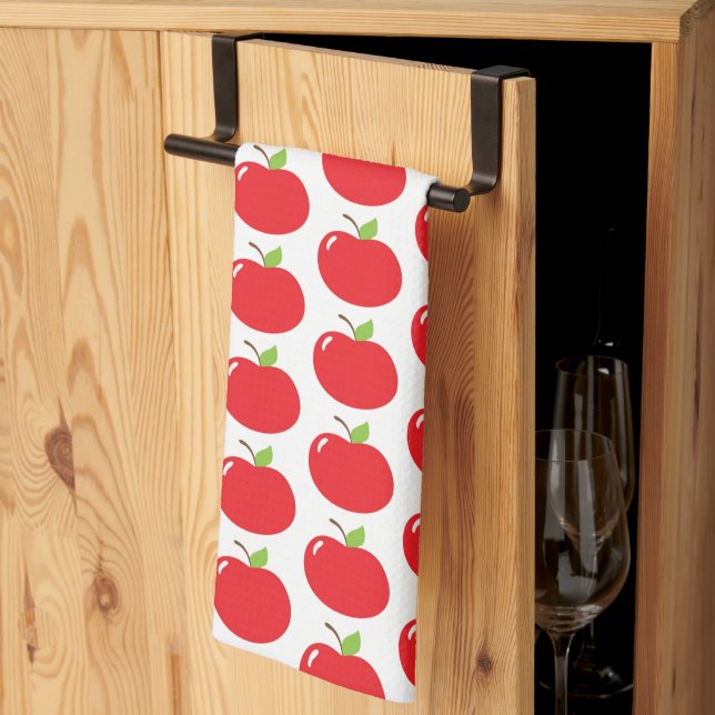 Apple of Your Eye – Cute Red Fruit Cartoon Tea Towel (Thirds Fold)