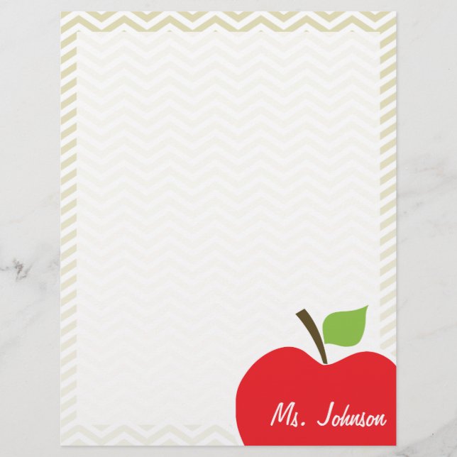 Apple on Beige Chevron; zig zag (Front)