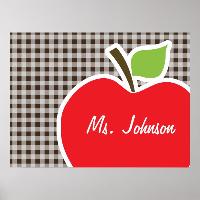 Apple on Bistre Brown Gingham Poster (Front)
