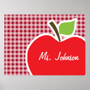 Apple on Carmine Red Gingham Poster