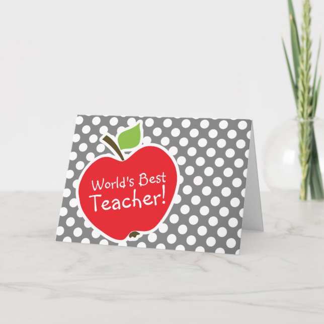 Apple on Dark Grey Polka Dots Card (Front)