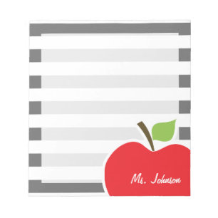 Apple on Dim Grey Horizontal Stripes Notepad