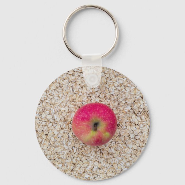Apple on oatmeal key ring (Front)