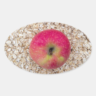 Apple on oatmeal oval sticker