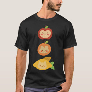 Apple Orange Bunny Lemon Cat Fish 3 Connecting Fru T-Shirt